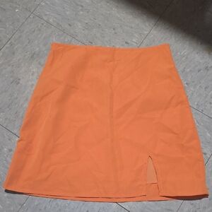 SHEIN Bright Orange Mini Skirt with Small Front Slit